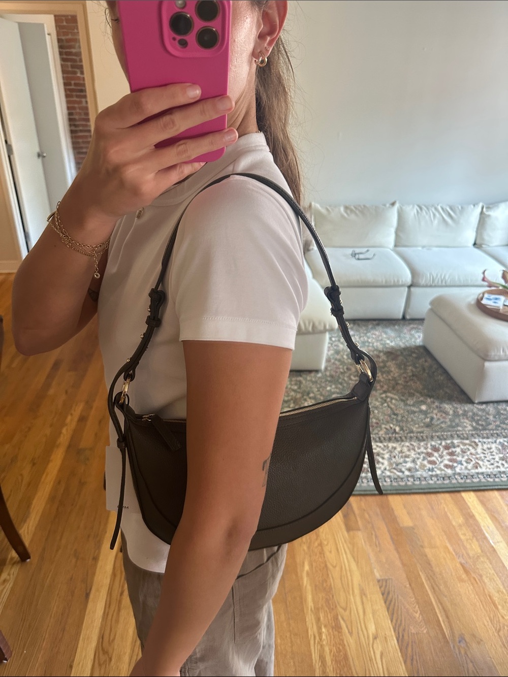 Mango Brown Oval Shoulder Bag